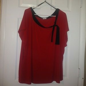 red shirt w/tie on front